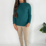 Long Sleeve Mock Neck Cable Sweater