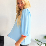 Contrast Trim 3/4 Boyfriend Tee