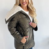 Faux Fur Sherpa Collar Coat