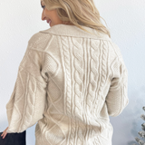 Long Sleeve Collar Cable Knit Sweater