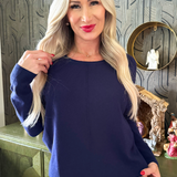 Center Seam Boat Neck Sweater