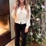 Snap Front Bow Cardigan
