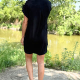 Drop Shoulder Button Up Woven Shirt Dress
