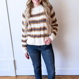 Long Sleeve Knitted Striped Sweater