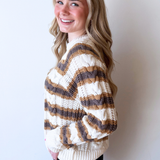 Long Sleeve Knitted Striped Sweater