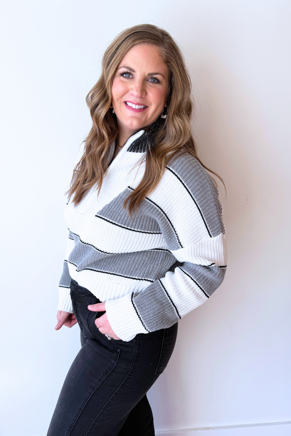 Half Zip Collared Sweater - The 308 Boutique