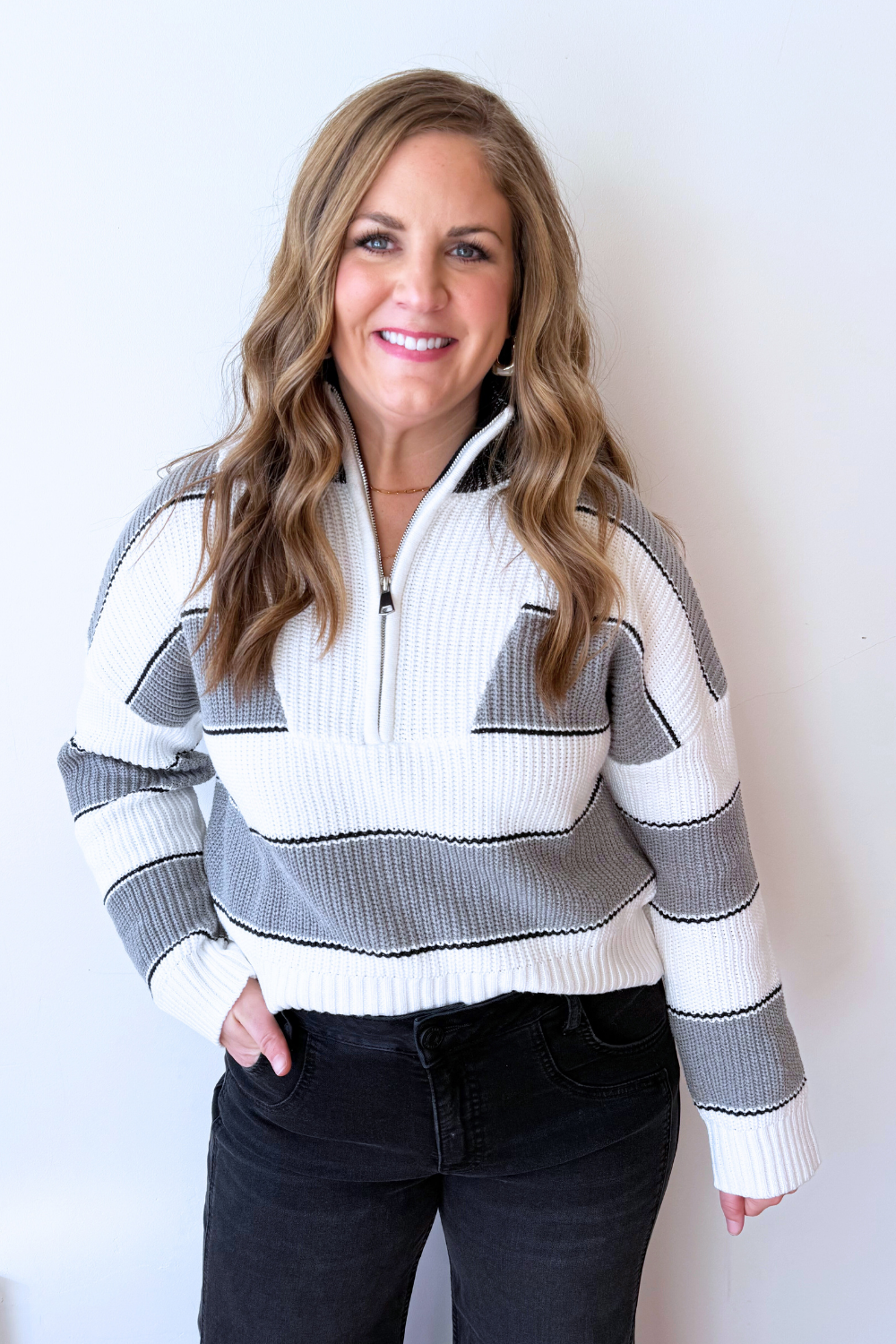 Half Zip Collared Sweater - The 308 Boutique