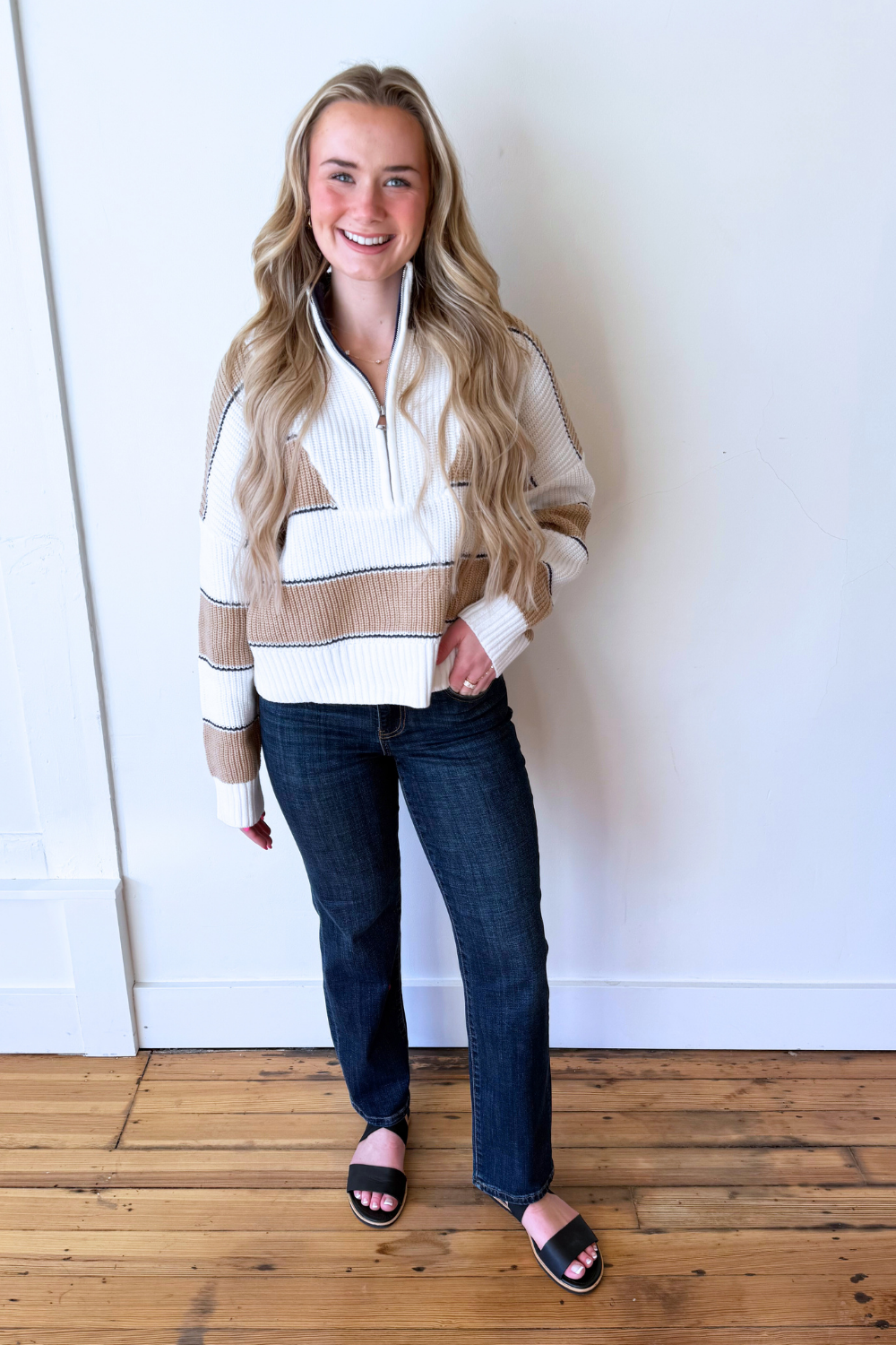 Half Zip Collared Sweater - The 308 Boutique