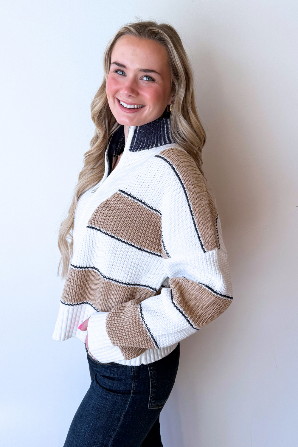 Half Zip Collared Sweater - The 308 Boutique