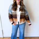 Color Block Open Knit Cardigan - The 308 Boutique