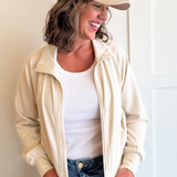 Luxe Sand Wash Rib Zip Jacket