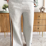 Wide Leg Sweatpants with Side Stripe Detail