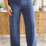 Front Seam Elastic Waist Pants