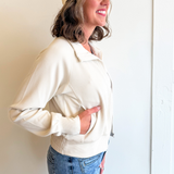 Luxe Sand Wash Rib Zip Jacket