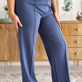 Front Seam Elastic Waist Pants
