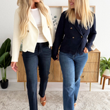 Textured Knit Double Breasted Blazer