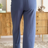 Front Seam Elastic Waist Pants