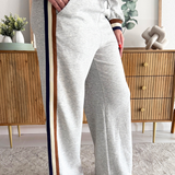 Wide Leg Sweatpants with Side Stripe Detail