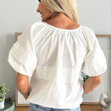 Pleated Puff Sleeve Top