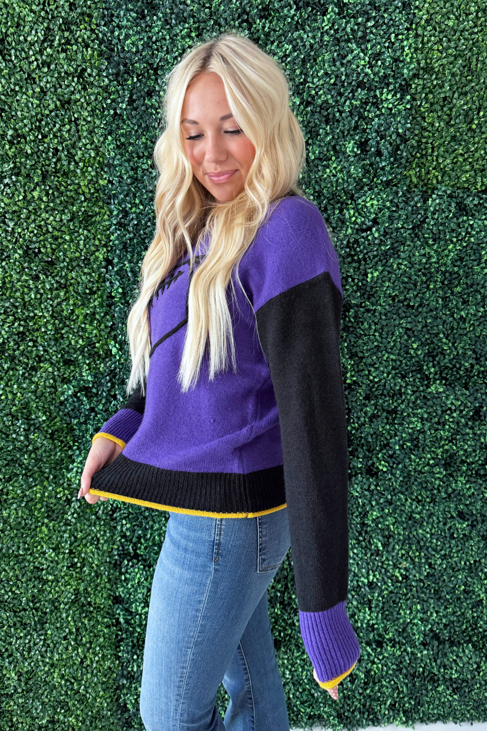 Football Color Block Game Day Knit Sweater