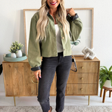 Front Pocket Leather Detail Jacket