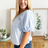 Pleated Puff Sleeve Top