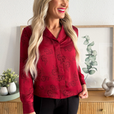 Long Sleeve Woven Top w/ Hidden Placket