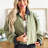 Front Pocket Leather Detail Jacket