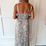 Pleated Mixed Media Midi Dress