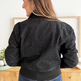 Athletic Striped Denim Jacket