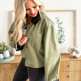 Front Pocket Leather Detail Jacket