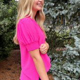 Solid Puffed Short Sleeve Top