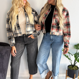 Textured Plaid Collared Jacket