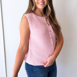 Textured Button Up Sweater Vest