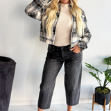 Textured Plaid Collared Jacket