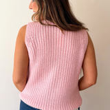 Textured Button Up Sweater Vest