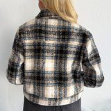 Textured Plaid Collared Jacket