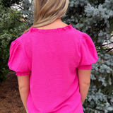 Solid Puffed Short Sleeve Top