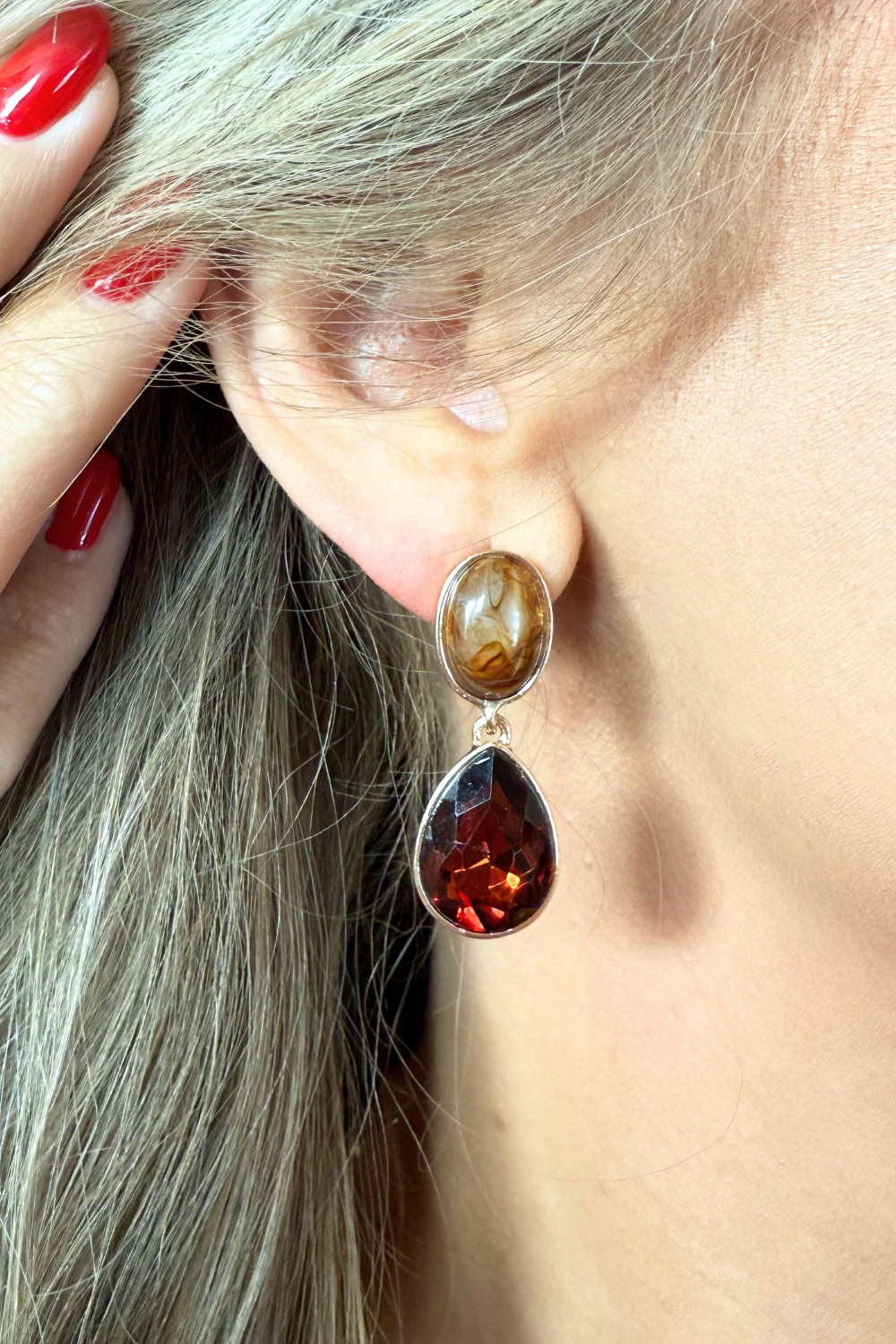 Two Tier Oval Dangle Earrings