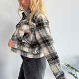 Textured Plaid Collared Jacket
