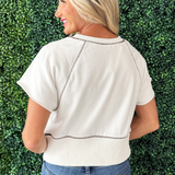 Football Ribbon Print Short Sleeve Top