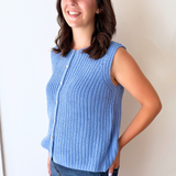Textured Button Up Sweater Vest