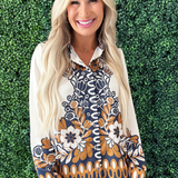 Printed Sleeve Button Down