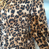 Leopard Print Button Front Midi Dress