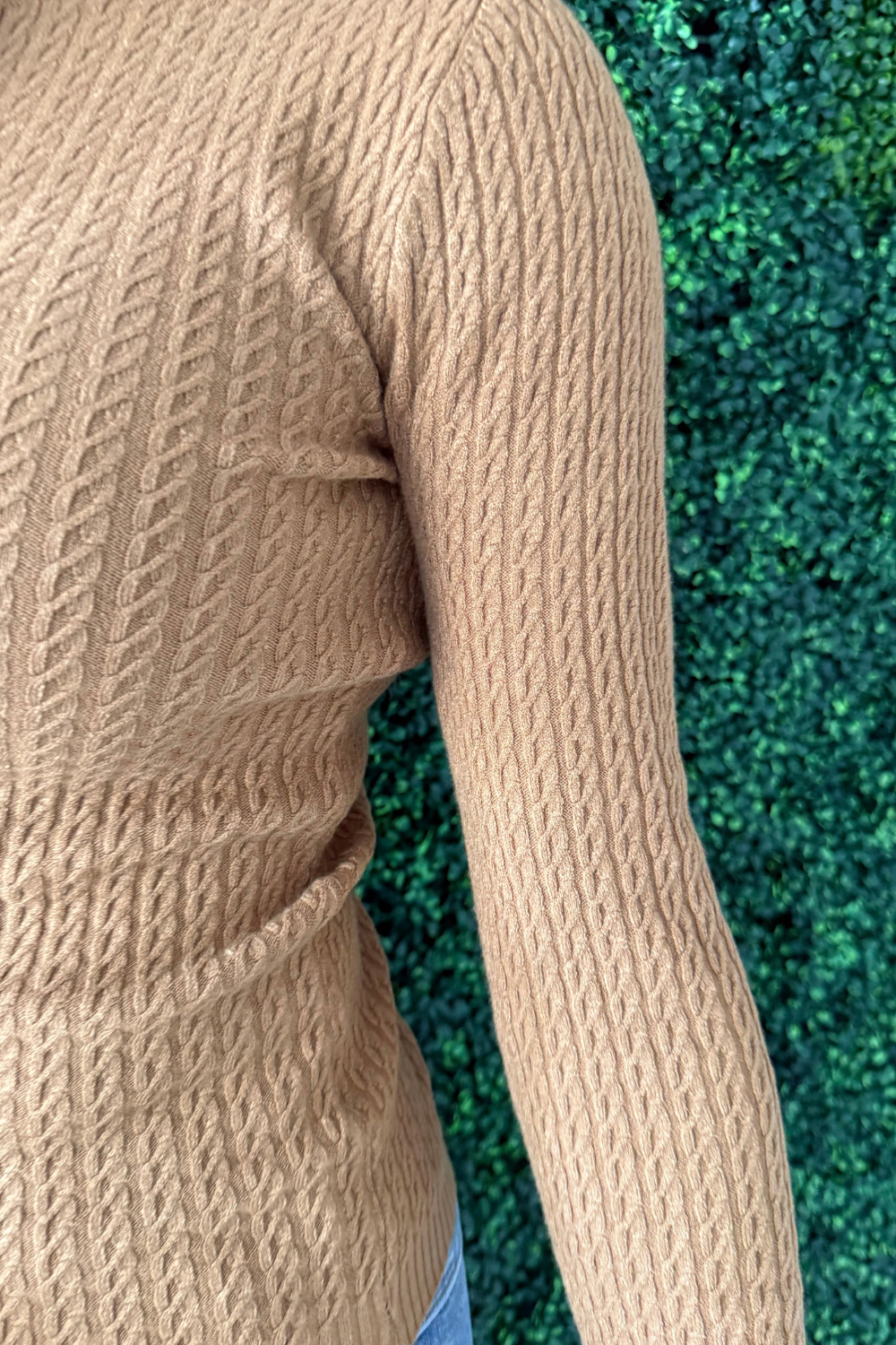 Fitted Cable Knit Sweater with Button Details