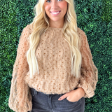 Dotted Balloon Sleeve Blouse