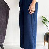 Elastic Tie Waist Straight Leg Trouser