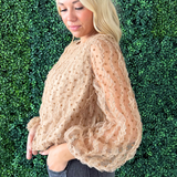 Dotted Balloon Sleeve Blouse