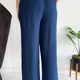 Elastic Tie Waist Straight Leg Trouser