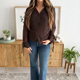 V-Neck Long Sleeve Button Up Sweater